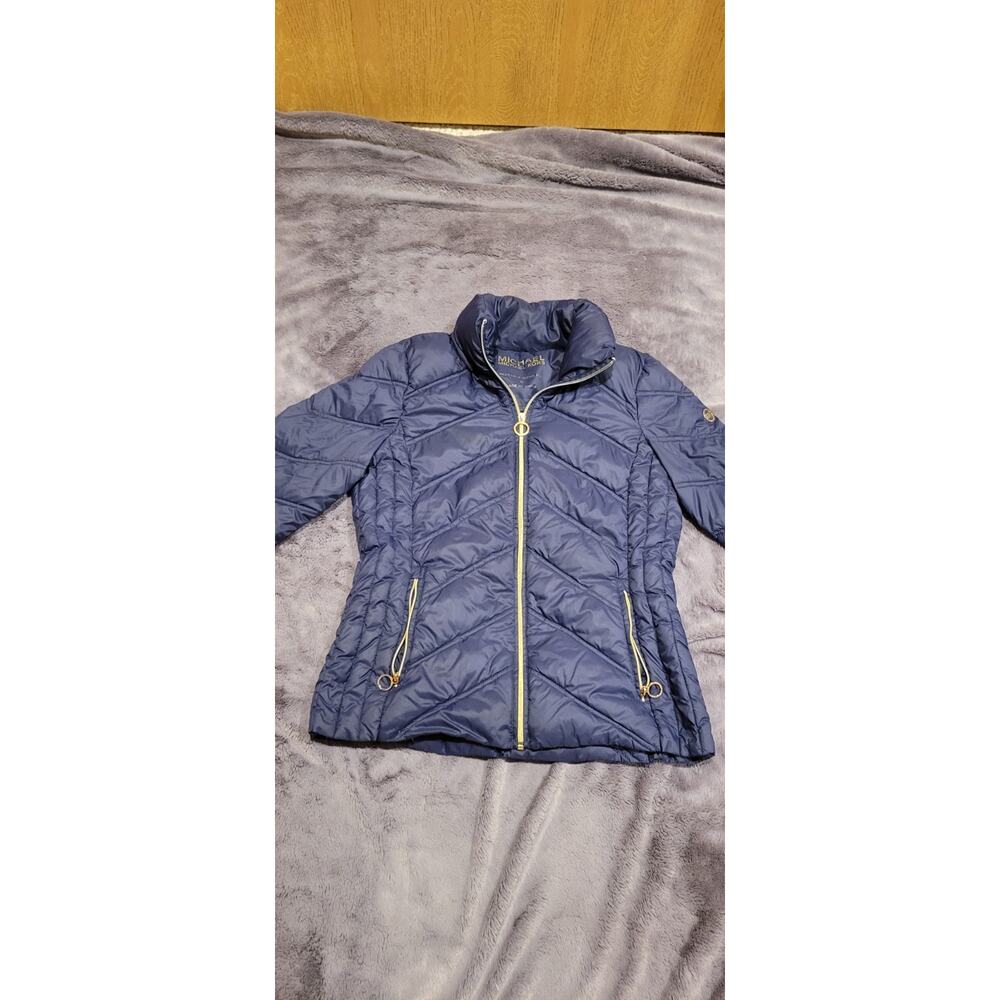 Michael Michael Kors Packable Down Fill Puffer Jacket Women M Navy Blue